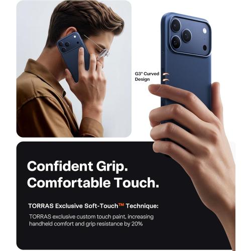 TORRAS Magnetic Slim-Fit for iPhone 17 PRO MAX Case, Ultra-Thin 17 ProMax Phone Case Compatible with MagSafe, Light Anti-Scratch Matte Hard PC Bayer 6.9 inch OriginFit, Deep Blue