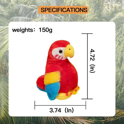 4.7 Inch Parrot Plush Shoulder Magnet Stuffed Animal Toys Cute Plushies for Boys Girls Kids