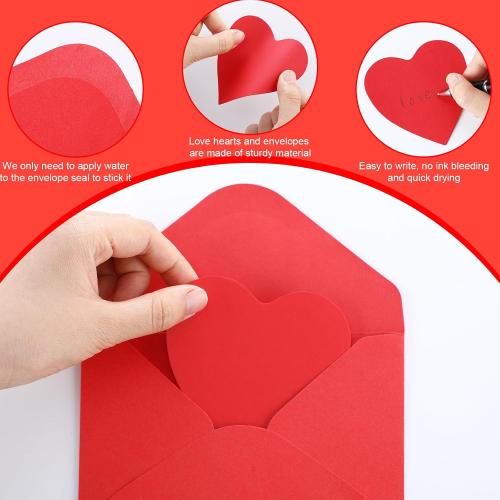 Cholemy 240 Pcs Valentines Day Heart Cards with Envelopes Blank Colorful Heart Shaped Greeting Cards Paper Cutouts for Valentines Party Gift Exchange Anniversary Weddings(Bright Colors)