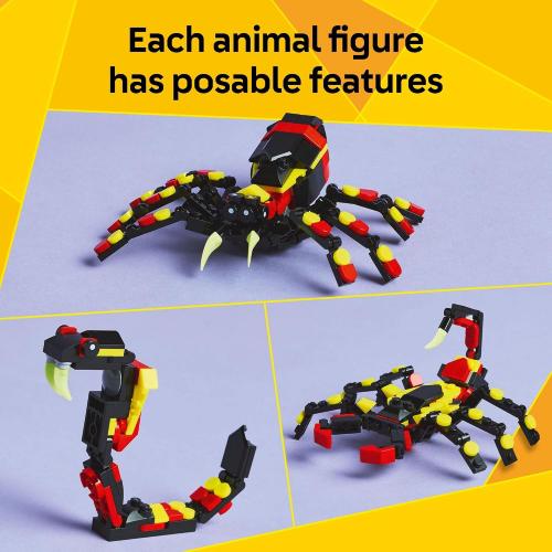 LEGO Creator 3 in 1 Wild Animals Surprising Spider Toy - Building Toy with 3 Build Options, Spider, Scorpion, or Snake - Animal Figures for Kids, Boys & Girls, Ages 7  - Gift Idea for Birthday - 31159