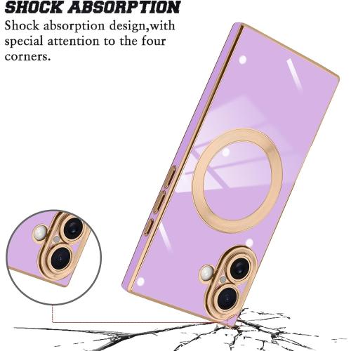 KANGHAR Case Designed for iPhone 17 Magnetic [Compatible with MagSafe] Luxury Cute Plating Design Case Full-Body Anti-Scratch Shockproof Bumper Protective Cover Purple