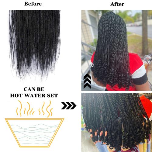 NAYOO Senegalese Twist Crochet Hair for Kids - 8 Packs 14 Inch Small Crochet Hair for Black Women, 30 Strands/Pack Black Crochet Braids Hair, Crochet Twist Hair Hot Water Setting(14 Inch, 1B)