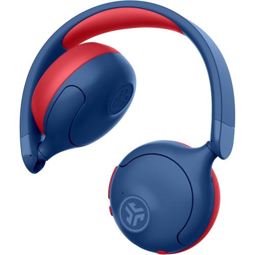 JLab JBuddies ANC 2 in 1 Wireless   Wired Kids Headphones, Active Noise Canceling and Be Aware Modes, Safe Volume Settings, 50  Hours Playtime, Adjustable, Blue/Red