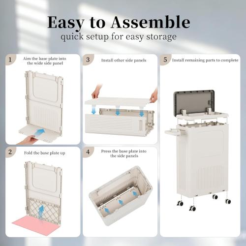 Slim Laundry Hamper with Lid 50L Rolling Basket | For One Person Laundry, Fits Narrow Corners, Behind the Door, with Handle, Lid, Wheels, Stickers for Sorting, 5-Minute Setup