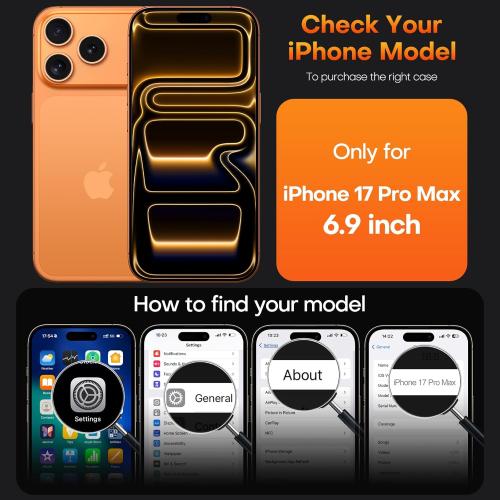 TAURI for iPhone 17 Pro Max Case, Full Camera Protection with Screen Protector, Anti-Yellowing Military-Grade Protection Shockproof Slim Phone Case for iPhone 17 Pro Max Phone Case, Clear