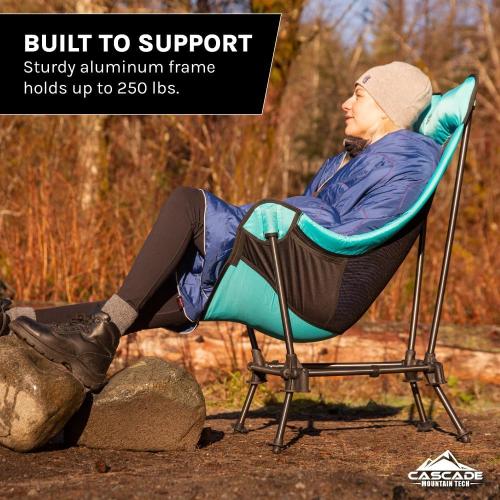 Cascade Mountain Tech Hammock Camp Chair with Adjustable Height - Ultralight for Backpacking, Camping, Sporting Events, Beach, and Picnics with Carry Bag