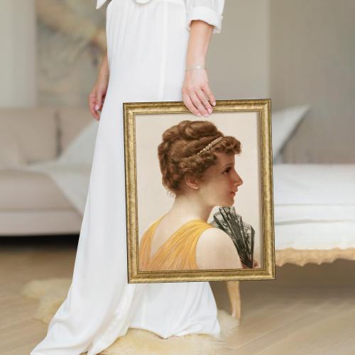 HLiWEGNS Antique Gold 24x32 Frame – Poster Frame with Aged Gold Finish – Picture Frame for 24 x 32 Artwork, Canvas Prints, Puzzles, and Wall Decor