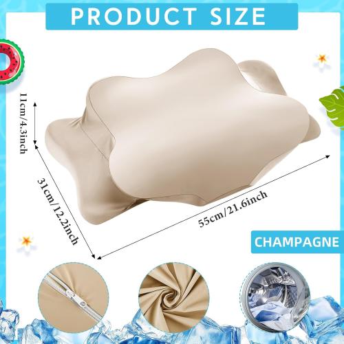Hahafelt Cooling Cervical Neck Pillowcase,Champagne,Standard Size