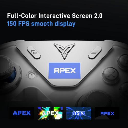 FLYDIGI Apex 5 Wireless PC Controller, Forceflex Joystick 2.0, ForceAdapt Trigger, 3ms Ultra-Low Latency, RGB Light Bar, Full-Color LCD Display,1500mAh Battery PC/NS/Android/TV (No Xbox/PS)
