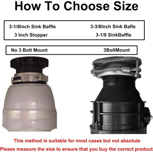 3 1/8 Inch Garbage Disposal Sink Baffle Splash Guard, Quiet Collar, Black Rubber, Perfect Fit for Insinkerator, Moen, Waste King, GE Disposer