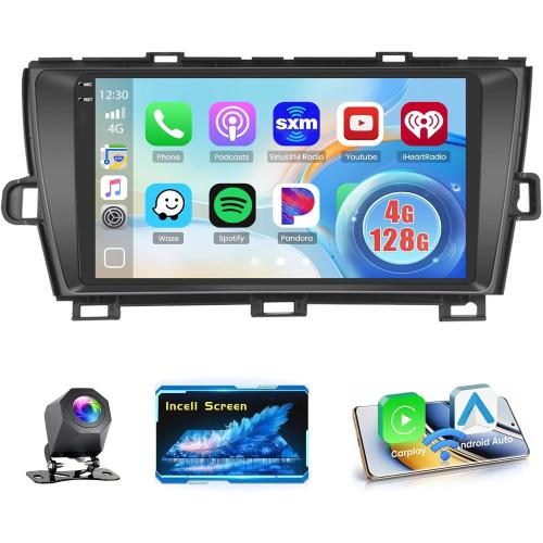 4G 128G Car Radio for Toyota Prius 2010-2015, 9'' Incell Full Touchscreen Stereo Android 15 Wireless CarPlay Android Auto Bluetooth 5G WiFi EQ FM RDS GPS WiFi SWC AHD Backup Camera
