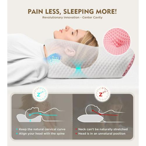 Osteo Cervical Pillow for Neck Pain Relief, Hollow Design Odorless Memory Foam Pillows with Cooling Case, Adjustable Orthopedic Bed Pillow for Sleeping, Support for Side Back Sleepers