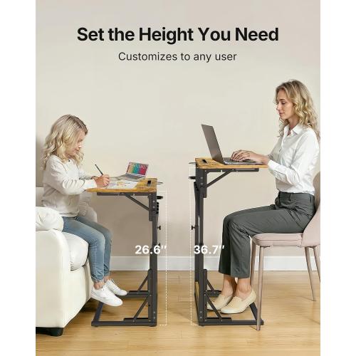 HUANUO Adjustable TV Tray Table – Easy Assembly TV Tray with Cup Holder, Storage Bag & Tablet Slot, Height Adjustable Folding Desk for Bed, Couch & Living Room with Space-Saving Design