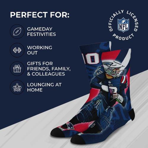 2 Pack Size MD  For Bare Feet NFL Adult Player Stripe Sock - Premium Quality Poly Spandex Blend - Unisex- Stay Comfortable