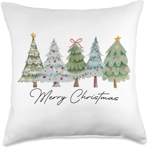 Merry Christmas Lights Red Tree Xmas Family Men Women Kids Throw Pillow