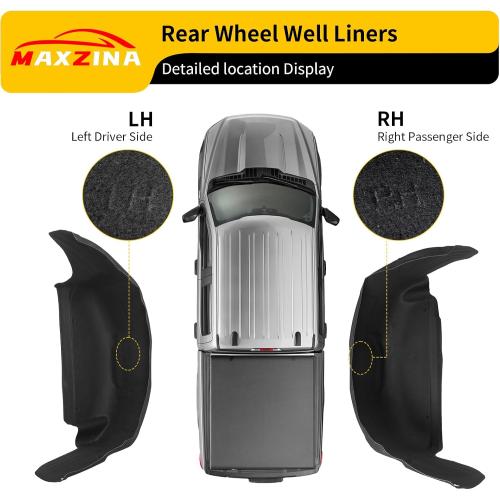Rear Wheel Well Liners Compatible with 2021-2025 Ford F150 (Not for Raptor) Rear Wheel Arch Liners No Drilling Well Guards Tire Inner Fenders for 2024 F-150 Replacement Accessories (2PCS)
