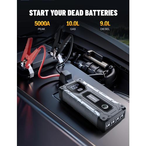 Car Jump Starter 5000A, Jump Starter Battery Pack for Up to 10.0L Gas and 9.0L Diesel Engines, Portable Jump Box with LED Light