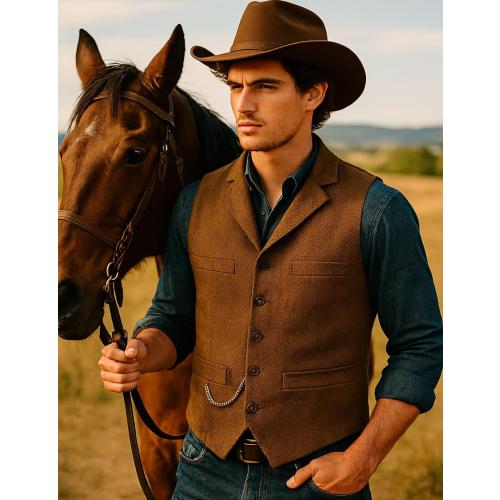 Size M Ceehuteey Mens Suit Vest Waistcoat Tweed Retro V Neck Wool Herringbone for Prom