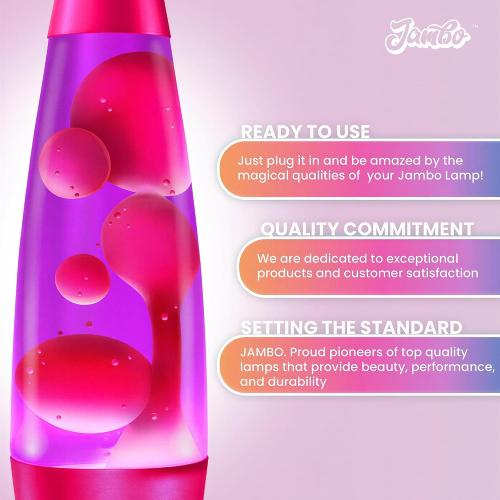 JAMBO 16 Beautiful Lamp- Purple with Pink Wax, Relaxing Liquid Light, Night Light Nightlight, Home Decor Living Room Office Bedroom Lamp for Adults Teens Kids, Magma Motion