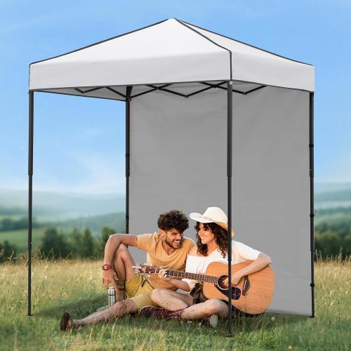 COOS BAY 6x4 Pop Up Canopy Tent with Removable Side Wall, Easy Setup Lightweight Portable Sun Shelter for Beach, Camping & Small Spaces, White