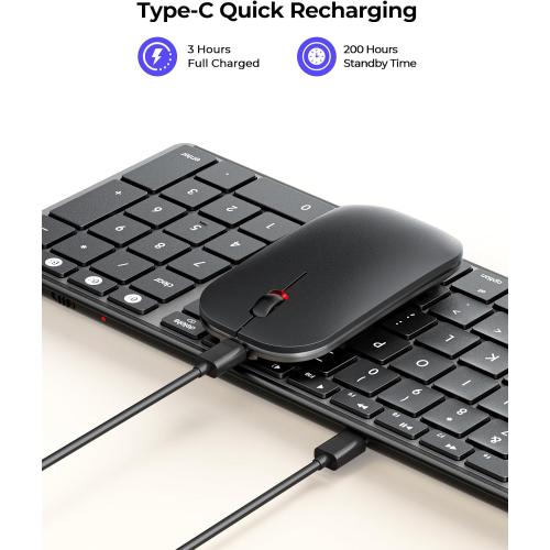 Color Black seenda Bluetooth Keyboard and Mouse for Mac, SKM64-2 Multi-Device Rechargeable Slim Wireless Keyboard Mouse Stainless Steel Full Size, Compatible with MacBook Pro/Air, iPad, Mac - Space Gray
