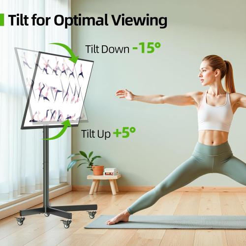 USX Mount Mobile TV Cart Rolling TV Stand with Wheels for 23-60 LCD LED Flat/Curved Panel Screens,Height Adjustable Floor Stand Holds up to 99Lbs Portable Stand,Max VESA 400x400mm