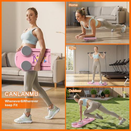 Color Pink Pilates Board,Multifunctional Rebound Abdominal Board,Foldable Pilates Reformer Set, Ab Core Trainer Machine,Ab Exercise Board,Abs Workout Equipment for Women Home Gym Equipment