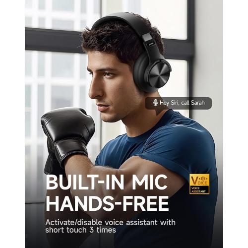 Picun B8 Bluetooth Headphones, 120 Hours Playtime, 3 EQ Modes, Deep Bass, Over Ear, Black