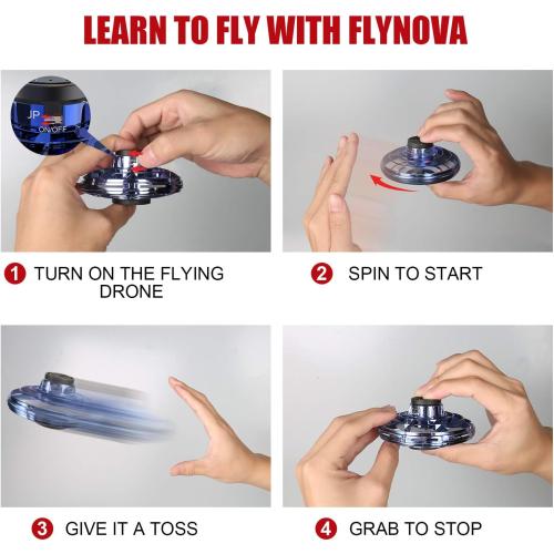 FLYNOVA Cool Kids Light Up Toys,Hand Operated UFO Drones,Mini Flying Orb with Lights,Hover Boomerang Spinner,Xmas Birthday Gifts for Adult Teen,Indoor Outdoor Summer Party Toys with Family Friends