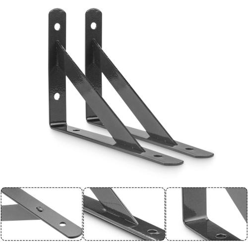 Heavy Duty Shelf Brackets 12 Packs Eau L Corner Brace Black 4 X 6 Inch 90 Degree Floating Shelves, Tripod Triangle Shelf Brackets for Floating Wood Shelves