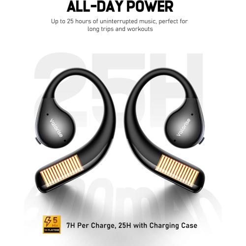 T60 Wireless Bone Conduction Headphones, OWS Open Ear Earbuds with Earhooks, Bluetooth 5.4, Lightweight & Sturdy, 25Hrs Playtime, IPX6 Waterproof, for Cycling Yoga Gym Workouts