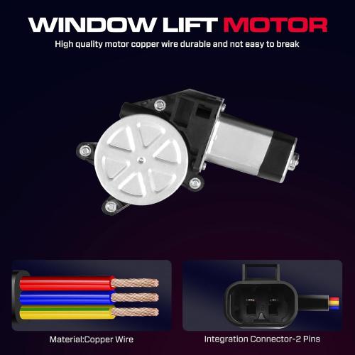 Driver Side Power Window Regulator with Motor (2 Pins) Fit for 2001-2006 Chevrolet Silverado 1500 3500, Avalanche Suburban GMC Sierra 1500 2500 3500 Yukon XL Cadillac Escalade, 741-578