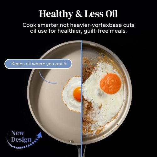 Redchef Ceramic Non Stick Frying Pans Skillet, Omelette Egg Pan with Stay Cool Handle, Ceramic Chef Pan for Cooking Non Toxic, PFOA & PFAS Free, Induction Compatible, Dishwasher Safe(Beige, 9.5-Inch)