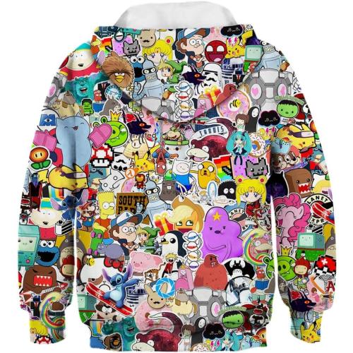 Size S NEWCOSPLAY Boys Hoodies Hooded Sweatshirt 3D Novelty Pullover with Pocket for Girls Kids 6-14 Years(Light Comic, Large)