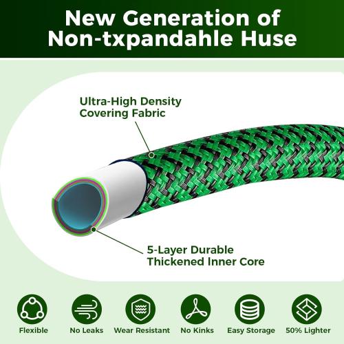 Upgraded Garden Hose 25 5ft, Non-Expandable Hose, Heavy Duty Kink-Resistant Flexible Water Hose with High-Density Fabric,LeakProof Hose Metal Shut-Off Valve Connector for Patio, Car Wash. (30FT)