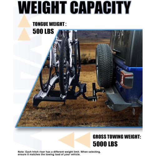 Patented Design Hitch Riser | Adjustable Trailer Hitch Extension | 4-10 Drop/Rise Hitch Adapter with 5000 lbs Horizontal Load Capacity