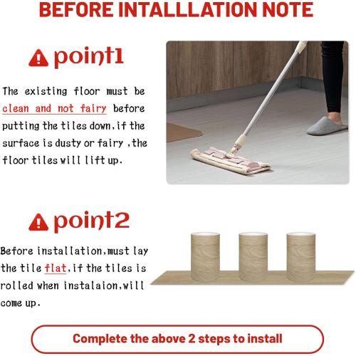 Wood Peel and Stick Floor Tiles,36Pack,54 Sq.Ft，Waterproof Laminate Vinyl Flooring Sheet Rolls,Adhesive&Removabel Plank on Flooring for Renters,Living Romm, Bedrooms, Bathroom (36 x 6，Dustgray)