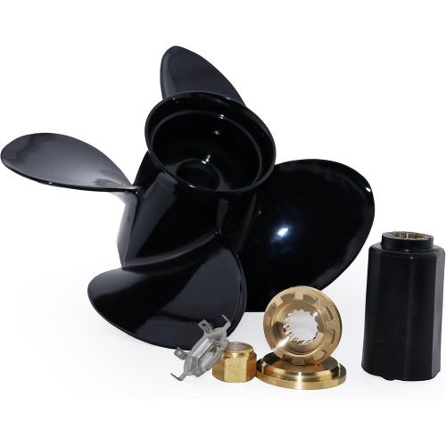 CAPTAIN 4 Blades Boat Propeller 13x17, 15 Spline Tooth Outboard Motor Prop, RH, Charging Cable for Mercury Engines 40 50 60 70 75 80 90 100 115 125 140 150 HP Aluminum Parts