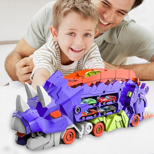 Genérico Dinosaur Transport Truck - Foldable Dinosaur Truck - Dinosaur Truck Toys for Foldable Transport with Track and Metal Cars for Kids