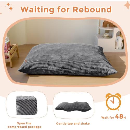 MAXYOYO 3 in 1 Kids Bean Bag Chair Bed, Convertible Chair Folds from Bean Bag to Lounger, Child Floor Sofa for Gaming, Reading, Floor Mattress with High-Density Foam Filling