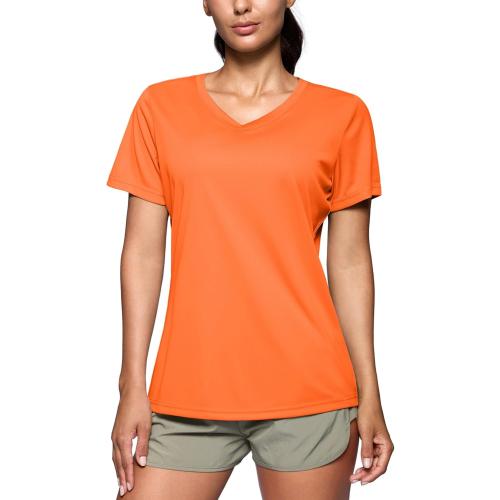 Size S Asics Women's V Neck Short Sleeve Shirts Uv Protectioin Moisture Wicking Hiking Workout Athletic T Shirts for Women