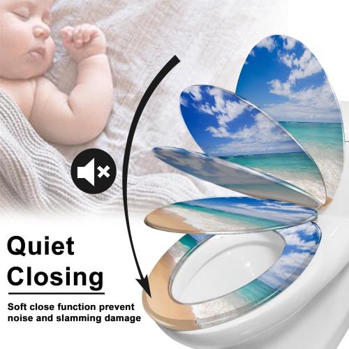 Elongated Toilet Seat Thick tree cut rings Resin Toilet Seat with Quietly Close Quick Release Hinges Decorative Toilet Seat with Cover Easy to Clean and Install Rustic Bathroom Decor