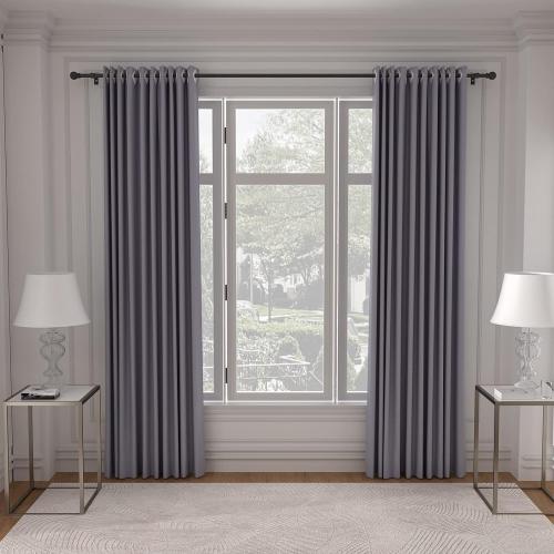 Black Curtain Rods for Window 28 to 48, 5/8 inch Small Decorative Curtain Rod Set with Brackets