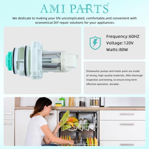 Upgraded BLP11-2 Dishwasher Pump, 5304519906 Circulation Pump & Motor Assembly fit for Frigida Dishwasher Replaces A11951402, AP6840161, PS12712308, EAP12712308 by AMI PARTS