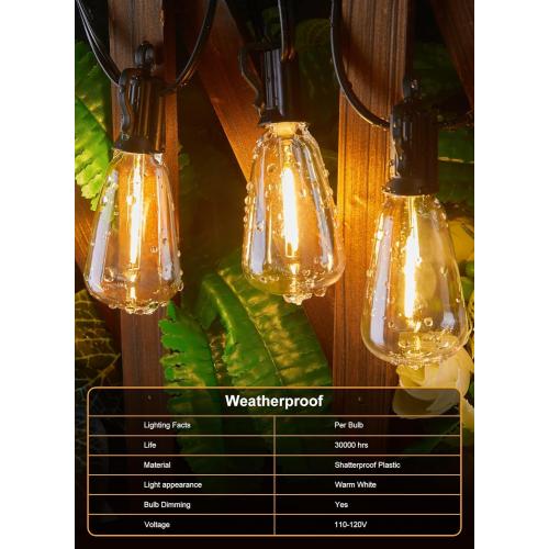 Brightown Outdoor String Lights with Remote, 38FT LED Patio Lights with 16 Shatterproof ST38 LED Bulbs, Waterproof Outside Hanging Lights for Backyard Garden Porch Party Decor, 2700K
