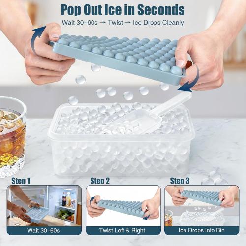 WIBIMEN Mini Ice Cube Trays for Freezer with Lid, 0.55 Pebble Ice