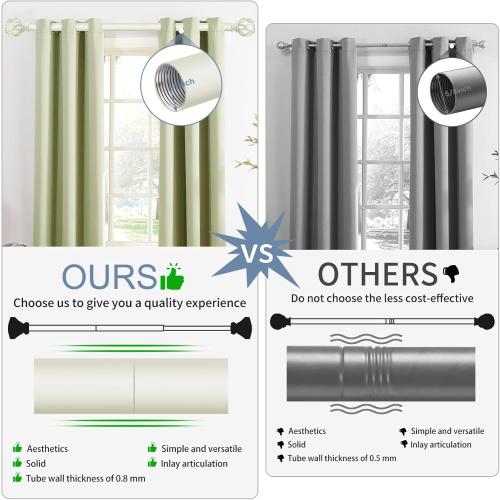 Size 18-69 Color White Decorative Farmhouse Curtain Rod:18-60Adjustable Heavy Duty Single Window Curtain Rod for Bedroom Living Room,Antique White Boho Rustic Drapery Rods with Vintage Twist Finial Easy Install