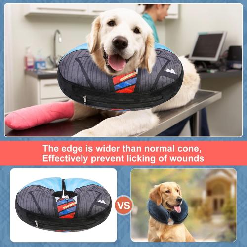 BEAUTYZOO Inflatable Dog Cone Collar, Recovery Dog Cone Alternative After Surgery, Adjustable Blow up Dogs Donut Collar, Pet Recovery Collar for Medium Large Dogs from Biting & Scratching,Soft Cone