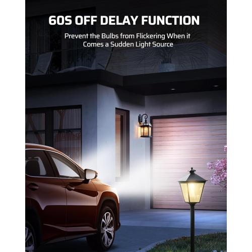 DEWENWILS Light Sensor Socket, E26/E27 Socket Adapter, Automatic Dusk to Dawn Sensor Socket for Porch/Wall Light Fixtures, Compatible with Incandescent/CFL/LED/Halogen, 2 Pack, White, ETL Listed