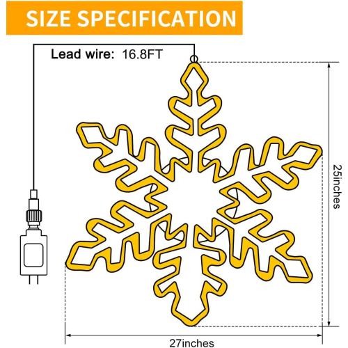 27 Christmas Big Snowflake Lights Mains Powered with Timer for Xmas Decor | Mains Powered, Timer Function, Warm White, 27x 25 Giant Fancy LED Snowflake Lights